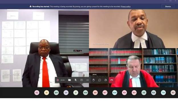 Zuma appears in virtual corruption trial from jail