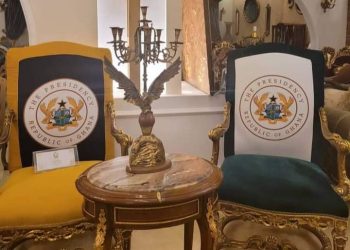 A-Plus Exposes An Official Chair Been Sold In A Shop Having Ghana’s Coat Of Arms
