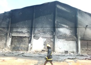 Fire Guts Kumasi Shoe Factory
