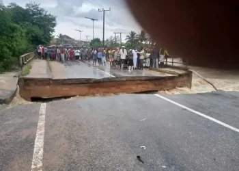 VIDEO: A Washout Of Bridge Renders The Cape Coast -Twifo Praso Road Inaccessible