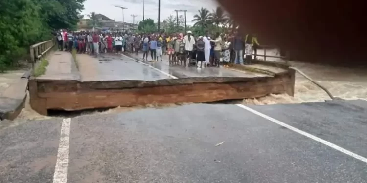 VIDEO: A Washout Of Bridge Renders The Cape Coast -Twifo Praso Road Inaccessible