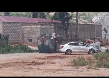 Gomoa East: Angry DCE stops quarry with refuse container over permit issue