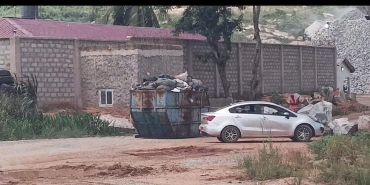 Gomoa East: Angry DCE stops quarry with refuse container over permit issue