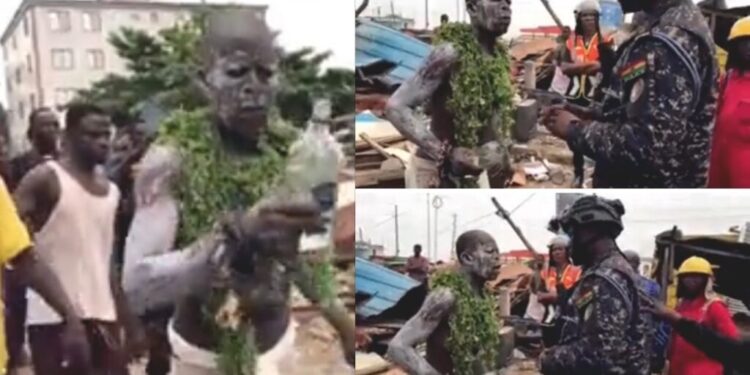Nima Boys Bring Juju Man To Intervene In Ongoing Demolition Exercise; Police Arrest Him
