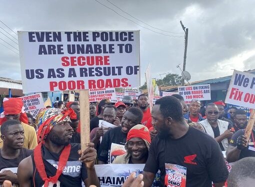 Ashaiman residents protest over bad roads in the municipality