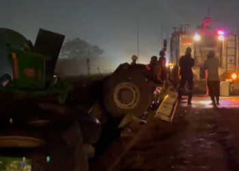 Fuel tanker overturns on Tema motorway, all passengers, driver unharmed