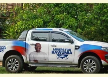 NPP campaign car sighted at Amenfi East galamseyers protest