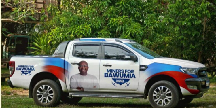 NPP campaign car sighted at Amenfi East galamseyers protest
