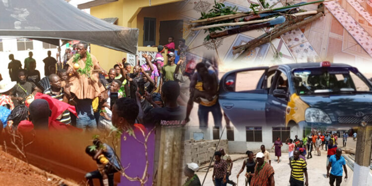 Chaos erupts at Akyem Anamase Chief enstoolment ceremony as unknown armed men open fire