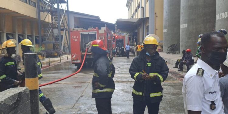 Tema Firefighters Contain Blaze At Flour Mills Ghana