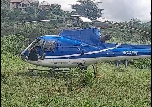 Helicopter Forced to Land in Nkawkaw After Mid-Air Emergency