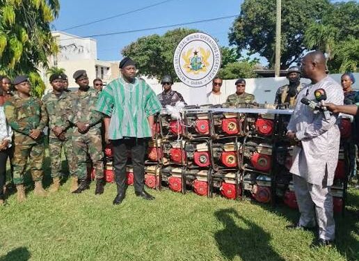 NAIMOS turns seized galamsey euipment into blessings for farmers, hands over 230 water pumps to boost irrigation