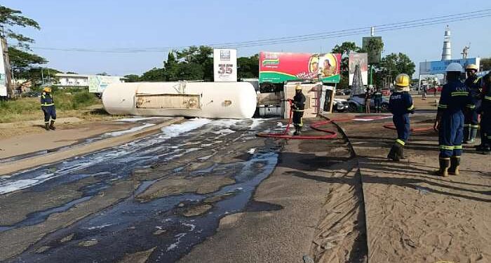 Tanker overturns at Tema: Motorists urged to take alternative routes