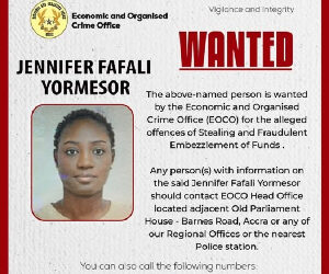 EOCO declares Jennifer Fafali Yormesor wanted over alleged theft and embezzlement