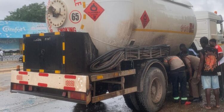 Massive gas leakage reported at Tema Community 7 as firefighters move in