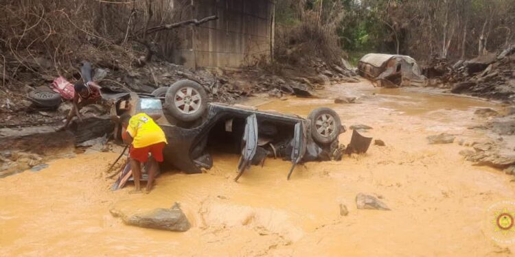 Six injured after Toyota Corolla crashes into Birim river