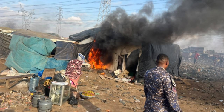 Ashaiman Police demolish suspected criminal hideouts at Fitter-Line ahead of Christmas