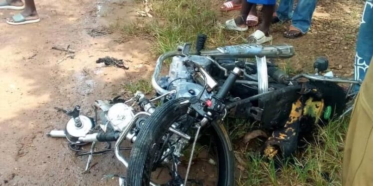 Motor rider dies as Toyota Tacoma crashes and bike catches fire at Asiakwa